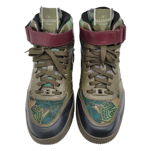 Valentino Garavani Rockrunner Camo Butterfly High Top Sneakers 42 - Picture 2 of 12